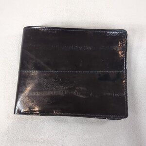 Vintage Genuine Eel Skin Wallet Made in Korea Dark Red Burgundy Bifold Leather
